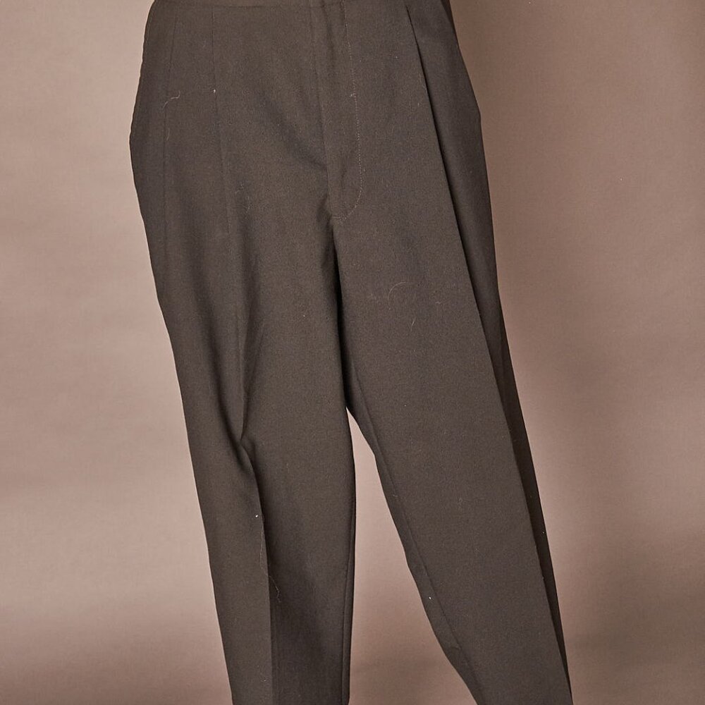 1980s Jet Black Tuxedo Suit Adjustable Pants Lancetti